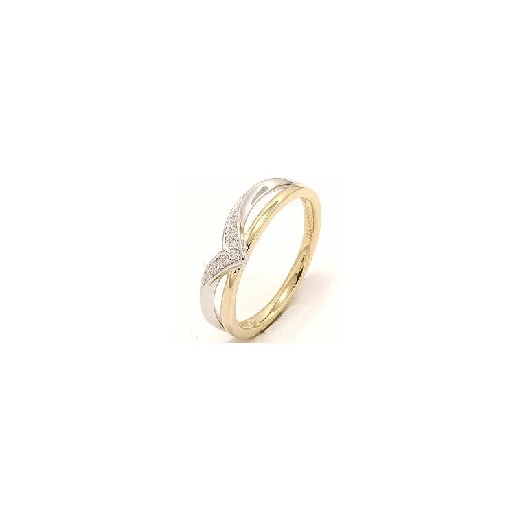 gull ring i 14 karat gull og hvitt gull 0,04 ct
