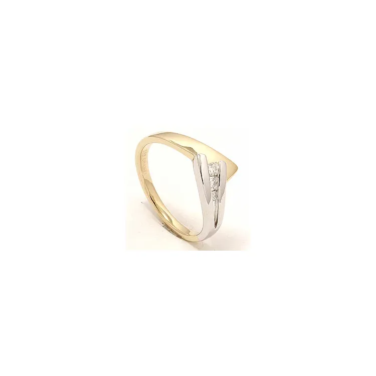 gull ring i 14 karat gull og hvitt gull 0,10 ct