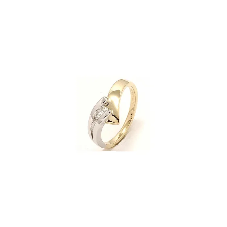 gull ring i 14 karat gull og hvitt gull 0,10 ct