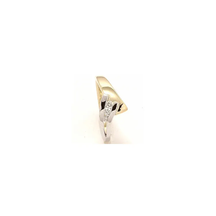 gull ring i 14 karat gull og hvitt gull 0,10 ct