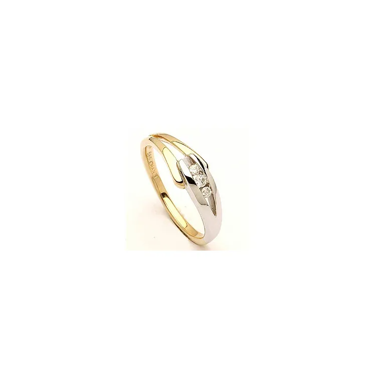 abstrakt diamantring i 14 karat gull og hvitt gull 0,07 ct