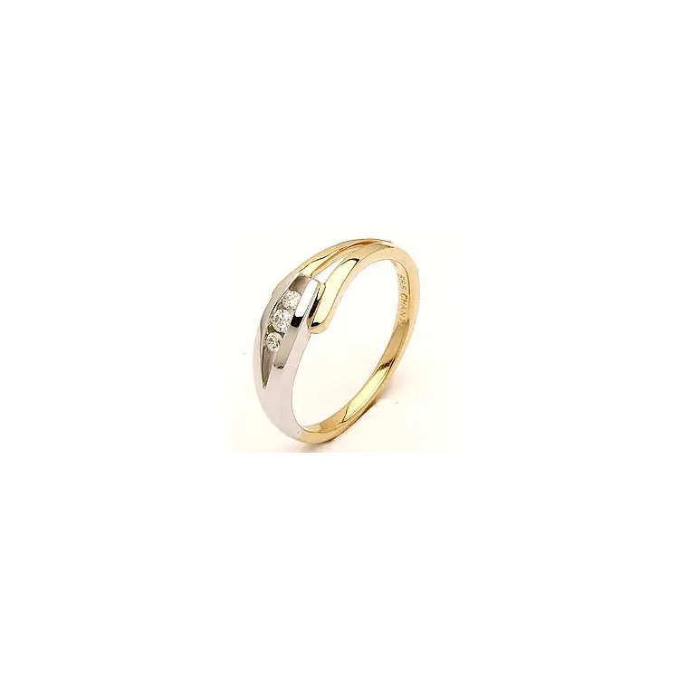 abstrakt diamantring i 14 karat gull og hvitt gull 0,07 ct