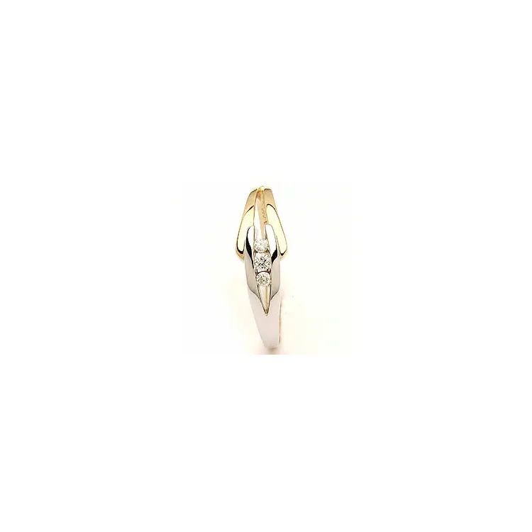 abstrakt diamantring i 14 karat gull og hvitt gull 0,07 ct