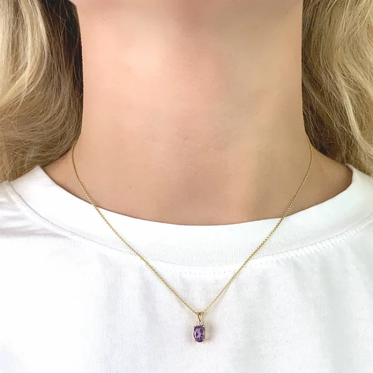 lilla ametyst anheng i 9 karat gull - Gold Collection
