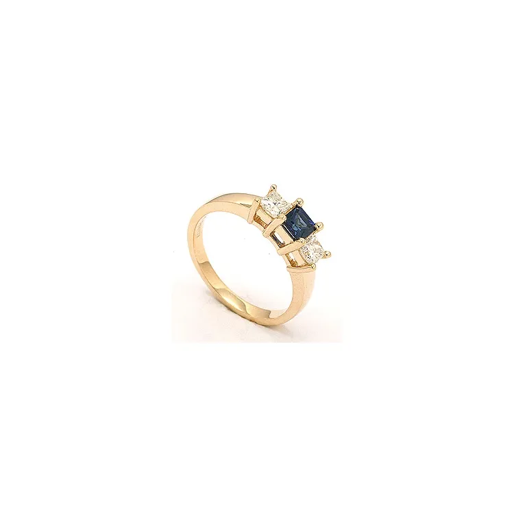 Safir ring i 14 karat gull 0,52 ct 0,36 ct