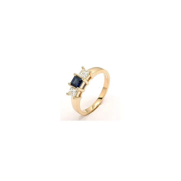 Safir ring i 14 karat gull 0,52 ct 0,36 ct