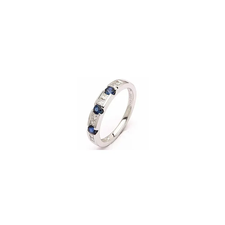 safir diamantring i 14 karat hvitt gull 0,27 ct 0,41 ct