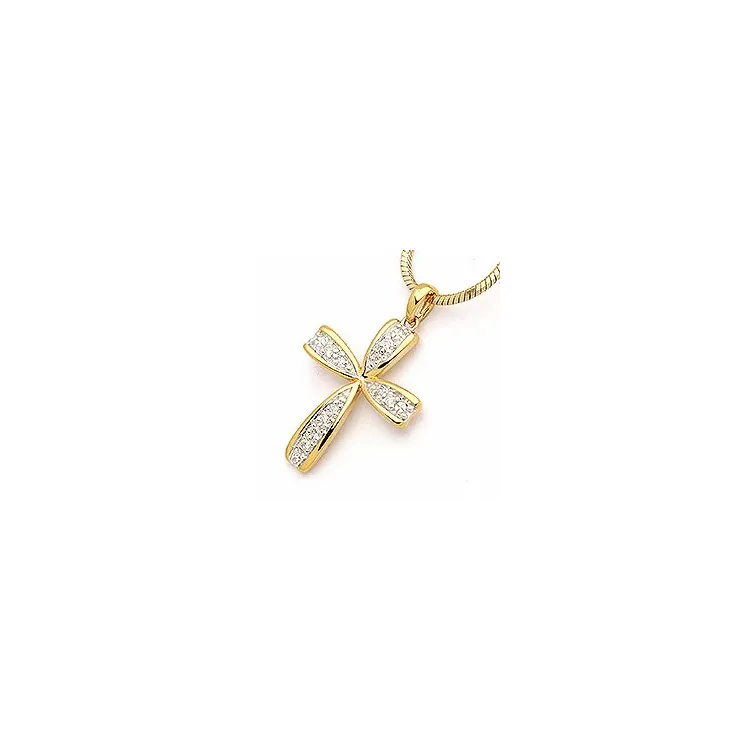 kors zirkon anheng i 9 karat gull med rhodium