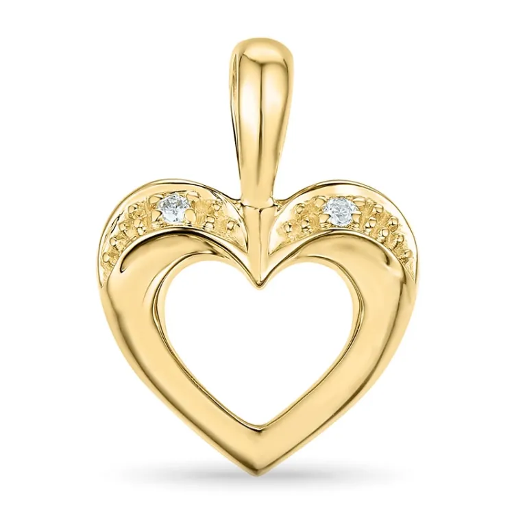 hjerte diamant anheng i 14 karat gull 0,02 ct