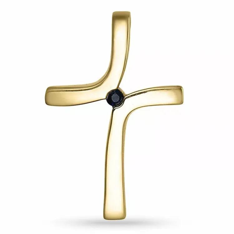 Kors safir anheng i 14 karat gull 0,04 ct