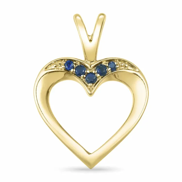 hjerte safir anheng i 14 karat gull 0,07 ct