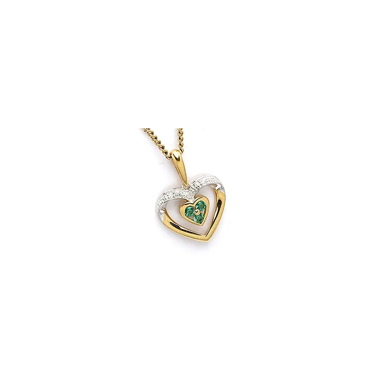 hjerte anheng i 9 karat gull med rhodium