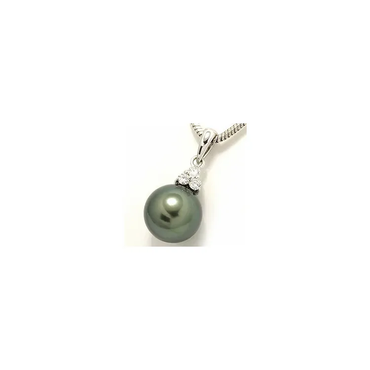 perle anheng i 14 karat hvitt gull 0,12 ct