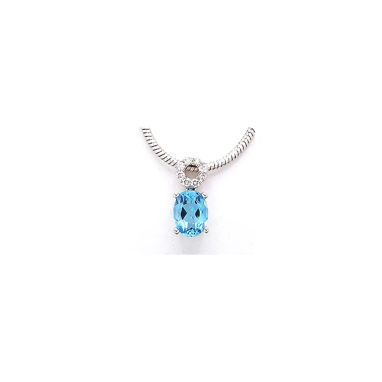 topas diamantanheng i 14 karat hvitt gull 0,10 ct 1,70 ct