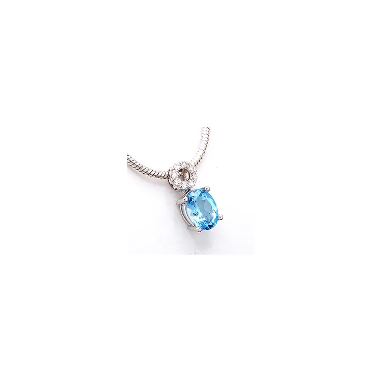 topas diamantanheng i 14 karat hvitt gull 0,10 ct 1,70 ct
