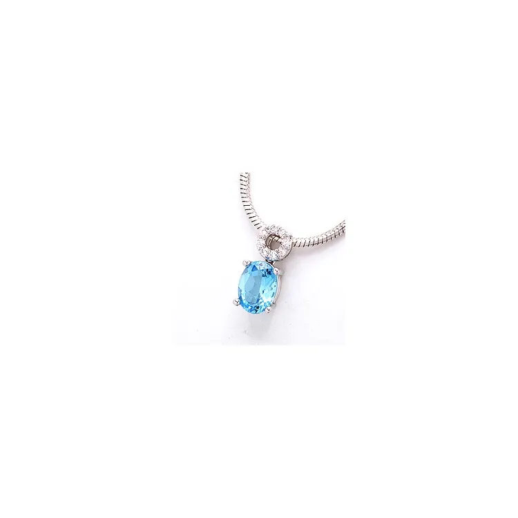 topas diamantanheng i 14 karat hvitt gull 0,10 ct 1,70 ct