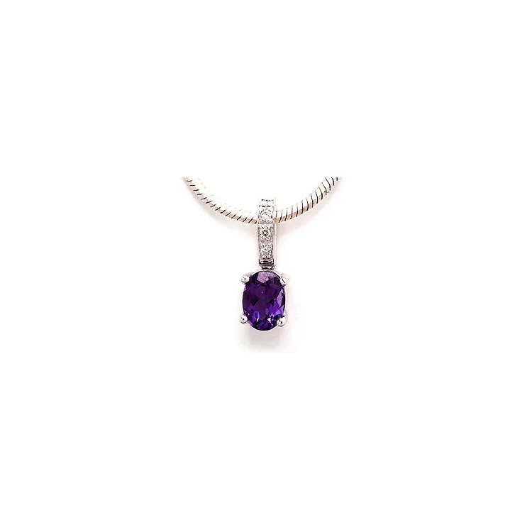 ametyst anheng i 14 karat hvitt gull 0,03 ct 0,80 ct