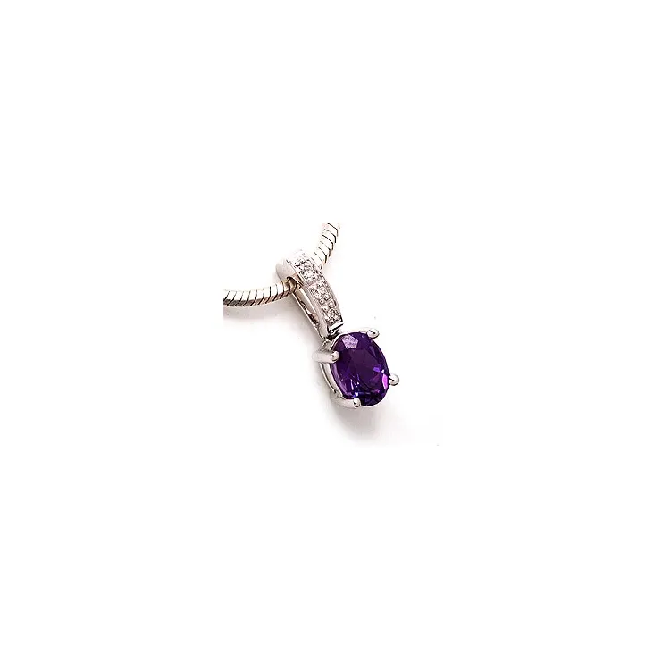 ametyst anheng i 14 karat hvitt gull 0,03 ct 0,80 ct