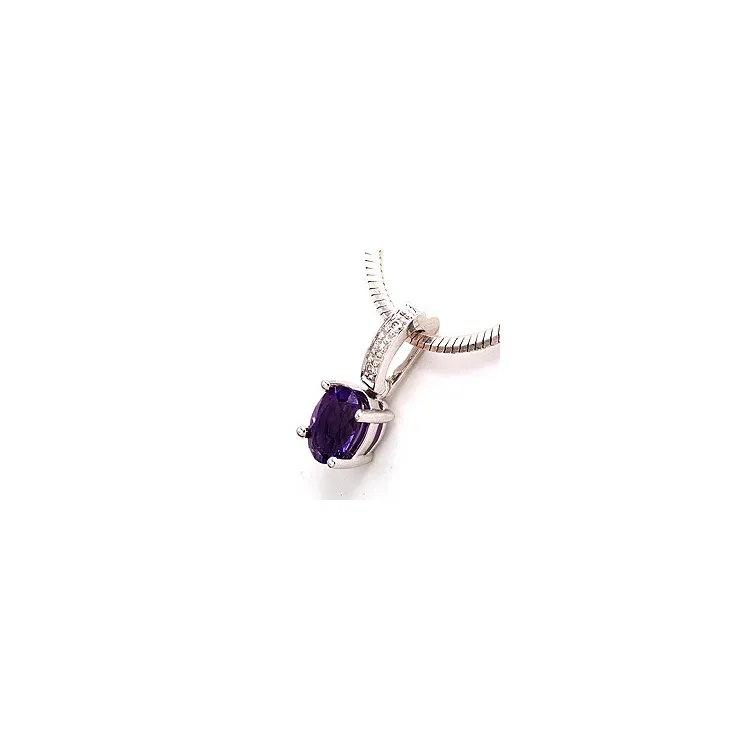 ametyst anheng i 14 karat hvitt gull 0,03 ct 0,80 ct