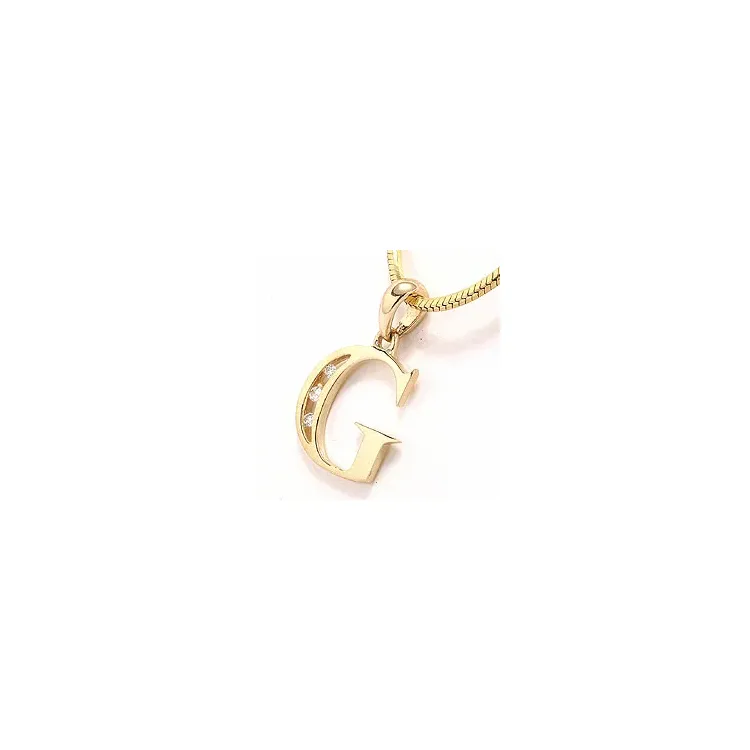 bokstav g anheng i 14 karat gull 0,03 ct