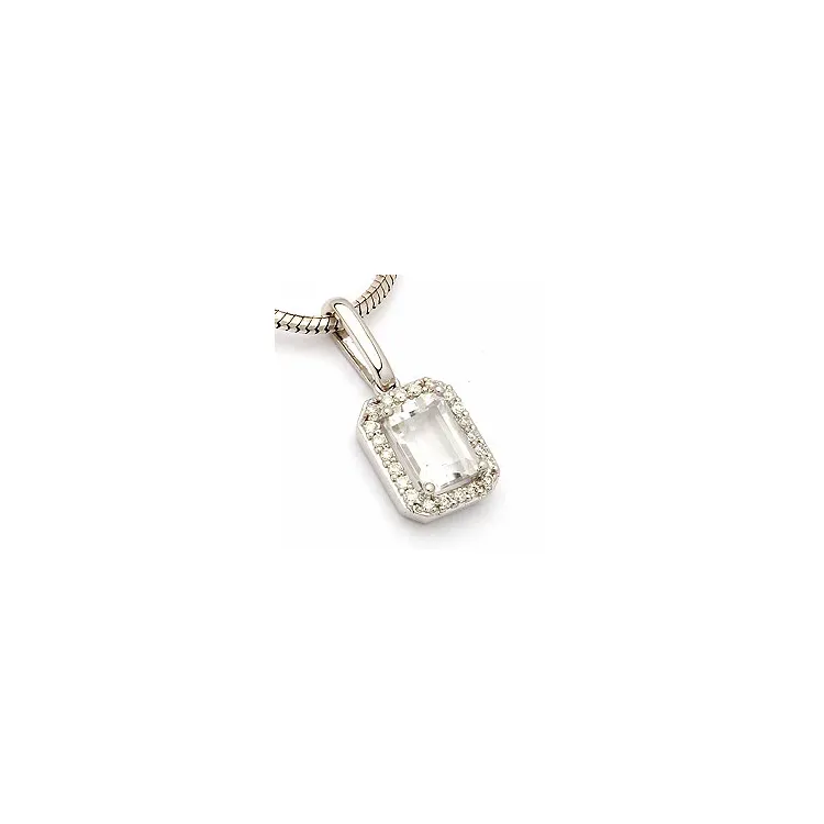 kvarts anheng i 14 karat hvitt gull 0,11 ct 1,00 ct