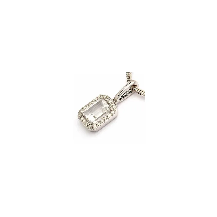 kvarts anheng i 14 karat hvitt gull 0,11 ct 1,00 ct