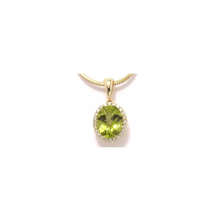 Grønn peridot gull anheng i 14 karat gull 0,12 ct