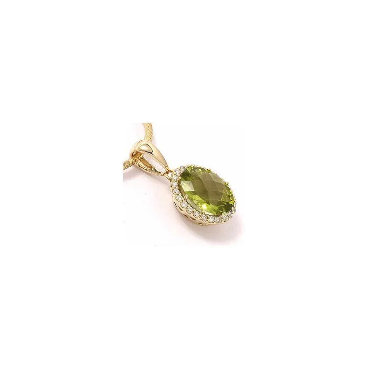 Grønn peridot gull anheng i 14 karat gull 0,12 ct