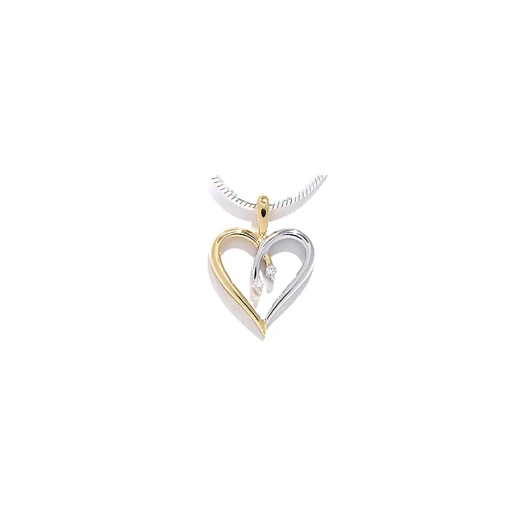 diamant anheng i 14 karat gull og hvitt gull 0,04 ct