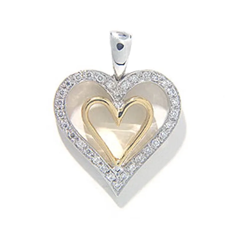 hjerte anheng i 14 karat gull og hvitt gull 0,15 ct