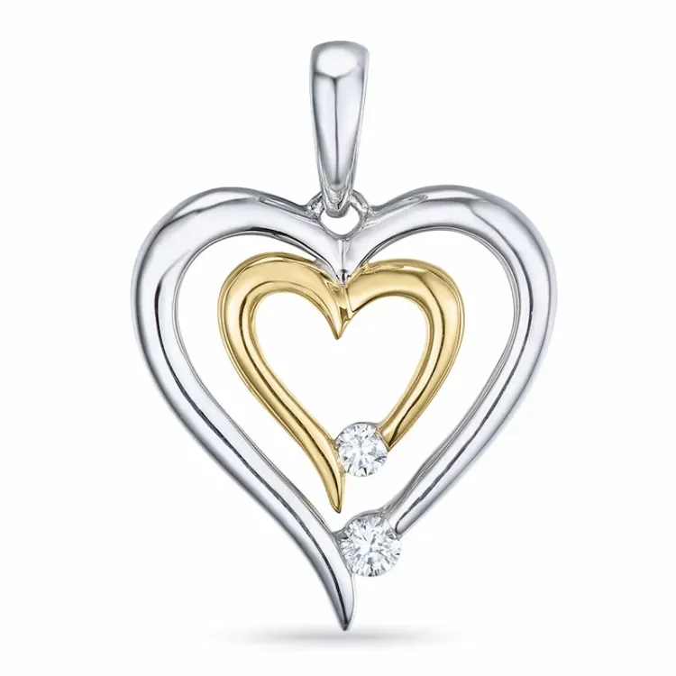 diamant anheng i 14 karat gull og hvitt gull 0,07 ct