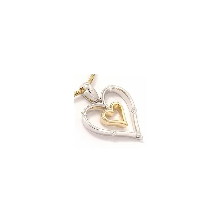 hjerte diamant anheng i 14 karat gull og hvitt gull 0,11 ct