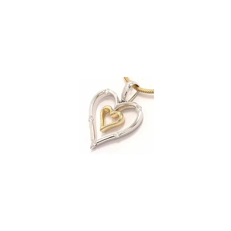 hjerte diamant anheng i 14 karat gull og hvitt gull 0,11 ct
