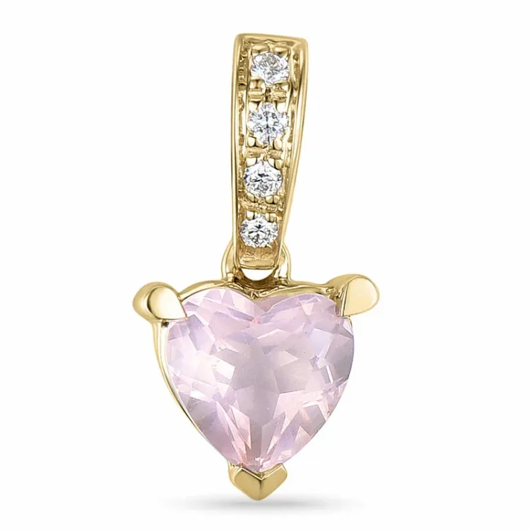hjerte kvarts gull anheng i 14 karat gull 0,03 ct 0,80 ct