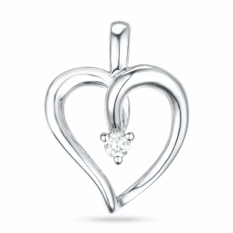 hjerte diamant anheng i 14 karat hvitt gull 0,03 ct