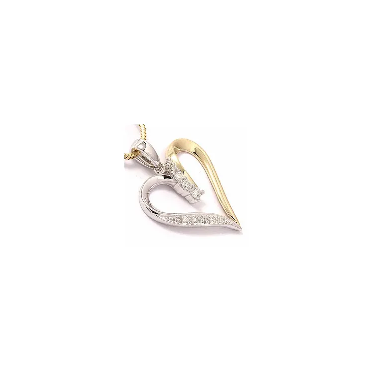 hjerte diamant anheng i 14 karat gull og hvitt gull 0,19 ct