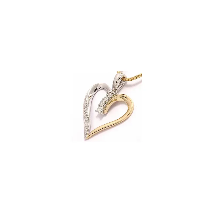 hjerte diamant anheng i 14 karat gull og hvitt gull 0,19 ct