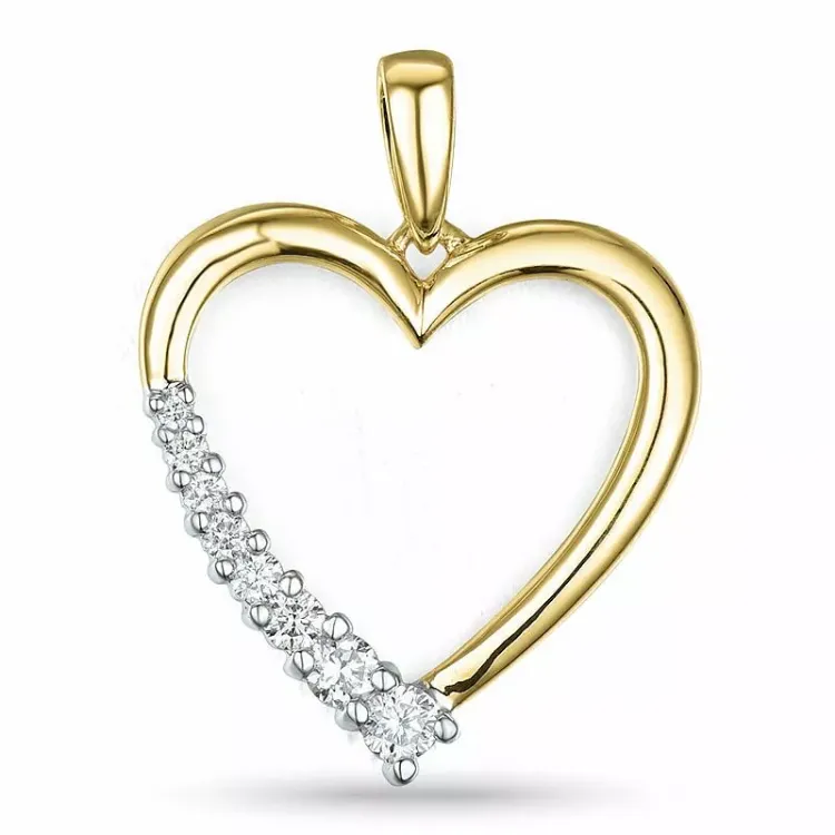 hjerte diamant anheng i 14 karat gull og hvitt gull 0,26 ct