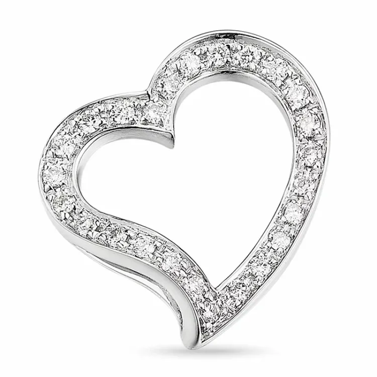 diamant hvittgulls anheng i 14 karat hvitt gull 0,18 ct