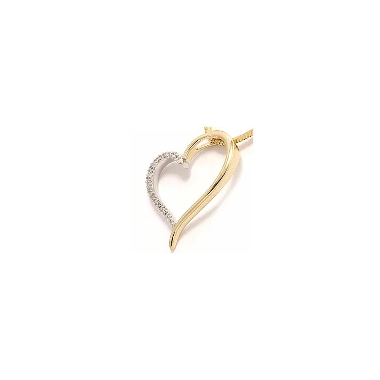 hjerte diamantanheng i 14 karat gull og hvitt gull 0,1 ct
