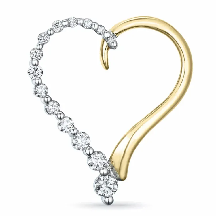 hjerte diamant anheng i 14 karat gull og hvitt gull 0,32 ct