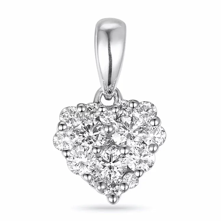 hjerte diamant anheng i 14 karat hvitt gull 0,35 ct