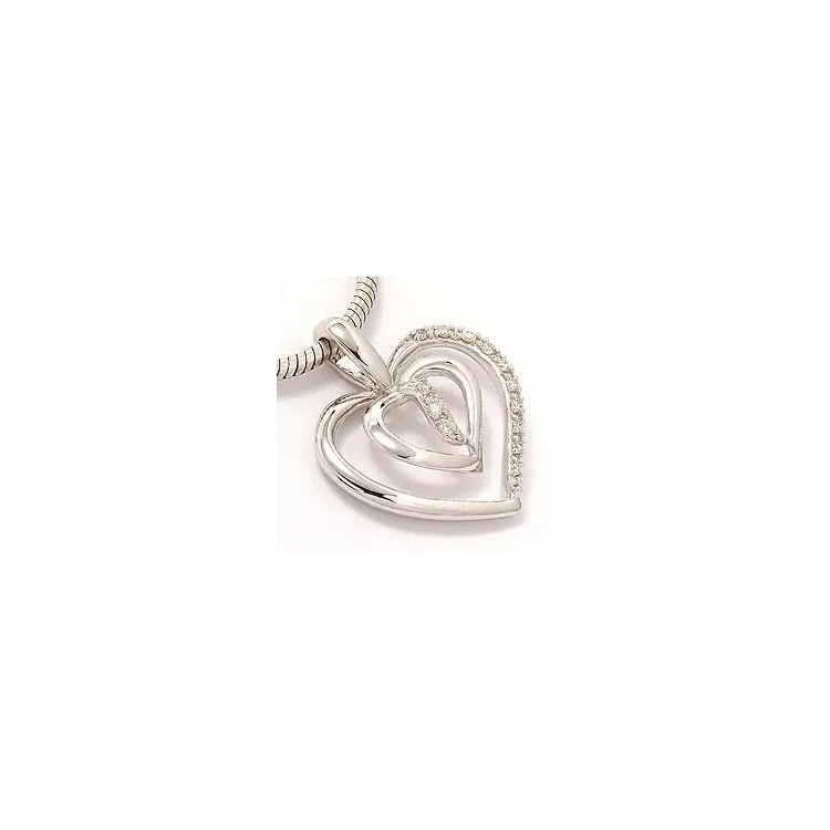 hjerte diamant anheng i 14 karat hvitt gull 0,07 ct