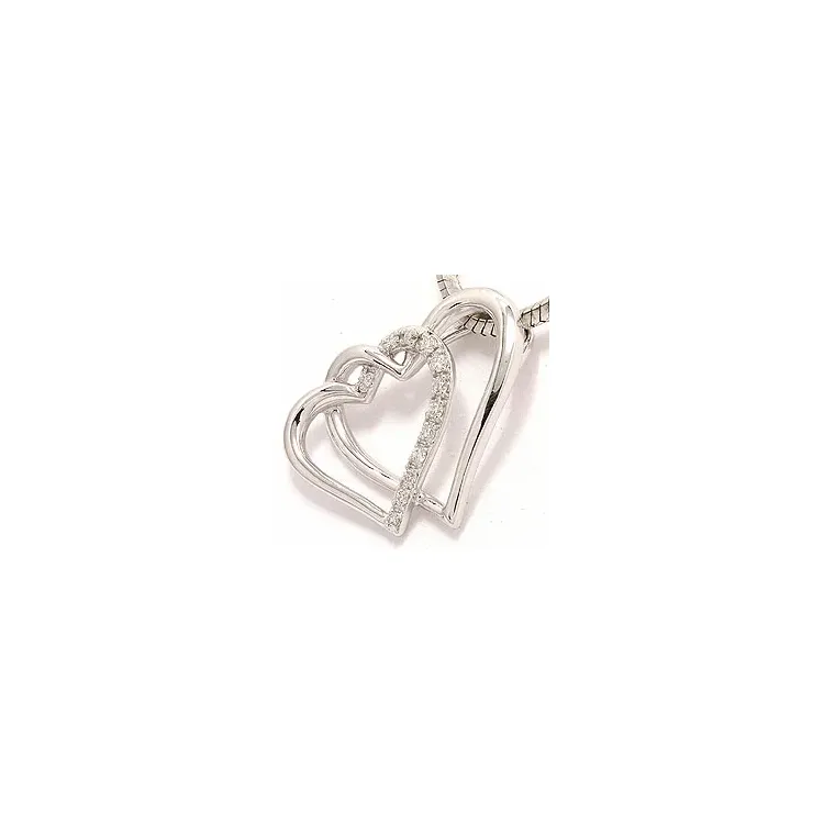 hjerte diamant anheng i 14 karat hvitt gull 0,08 ct