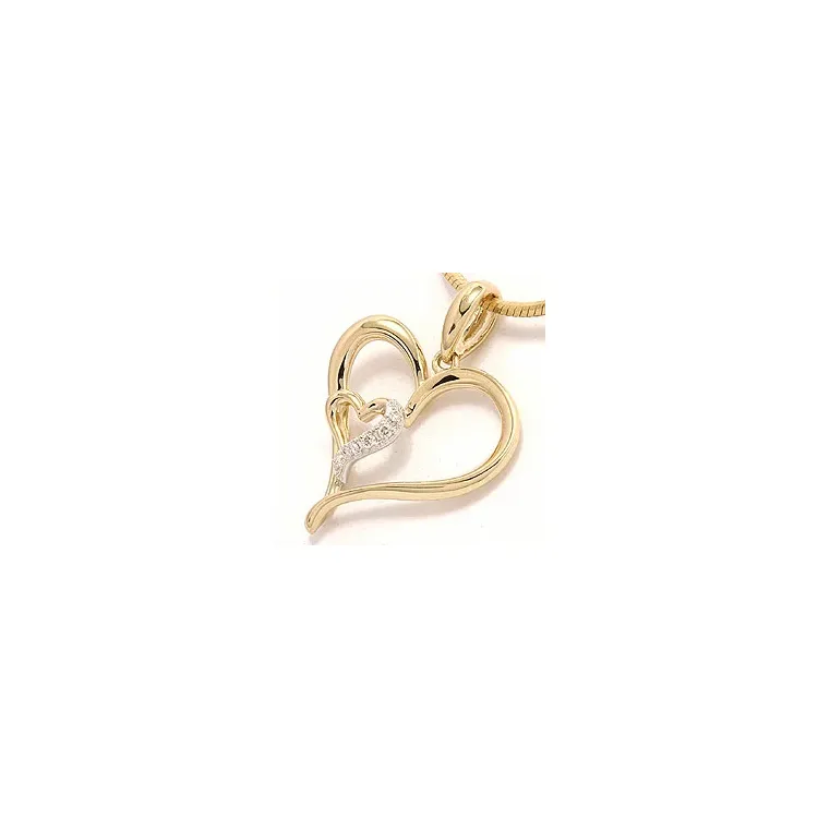 hjerte diamant anheng i 14 karat gull og hvitt gull 0,03 ct