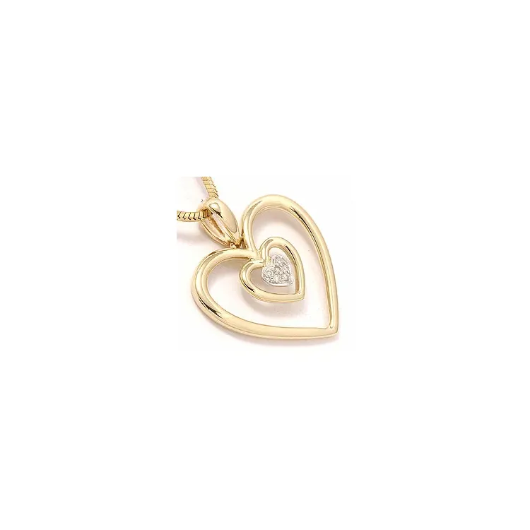 diamant anheng i 14 karat gull og hvitt gull 0,03 ct
