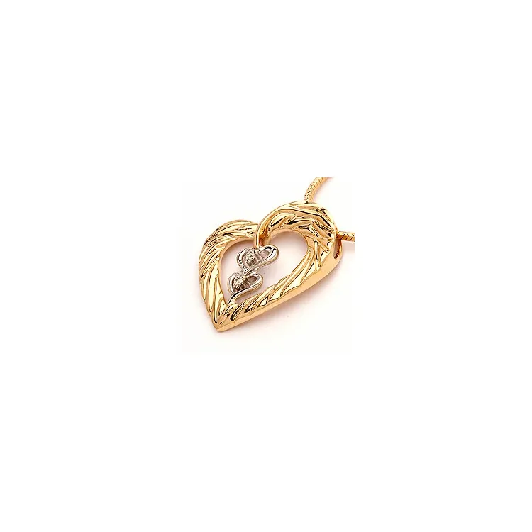 hjerte diamant anheng i 14 karat gull og hvitt gull 0,02 ct