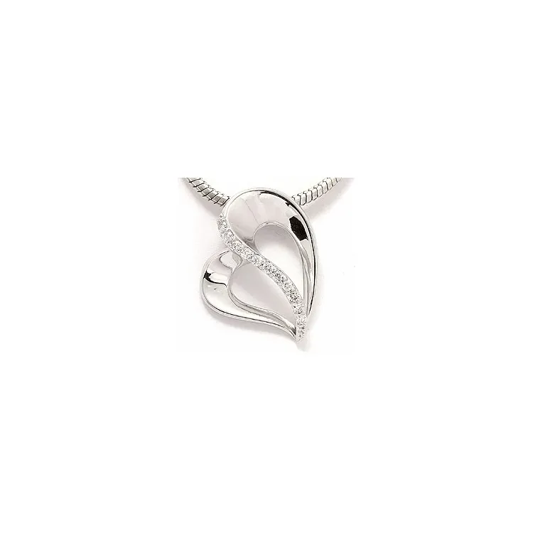 diamant anheng i 14 karat hvitt gull 0,09 ct