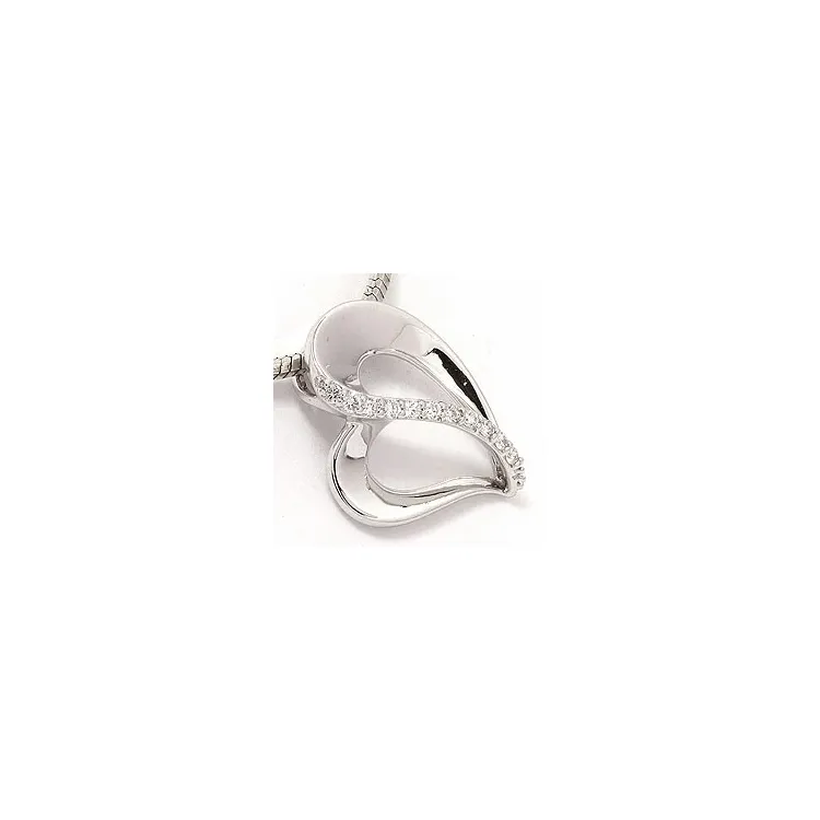 diamant anheng i 14 karat hvitt gull 0,09 ct