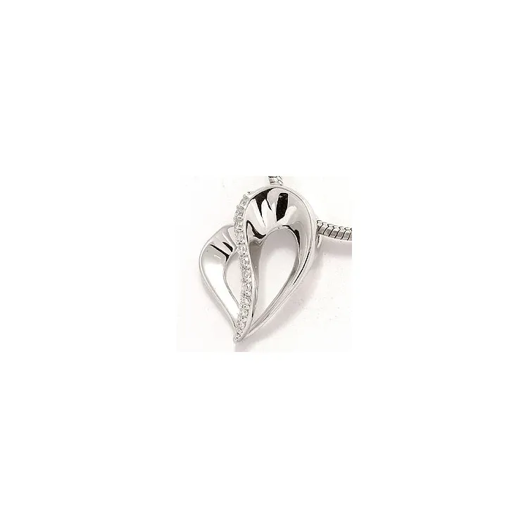 diamant anheng i 14 karat hvitt gull 0,09 ct